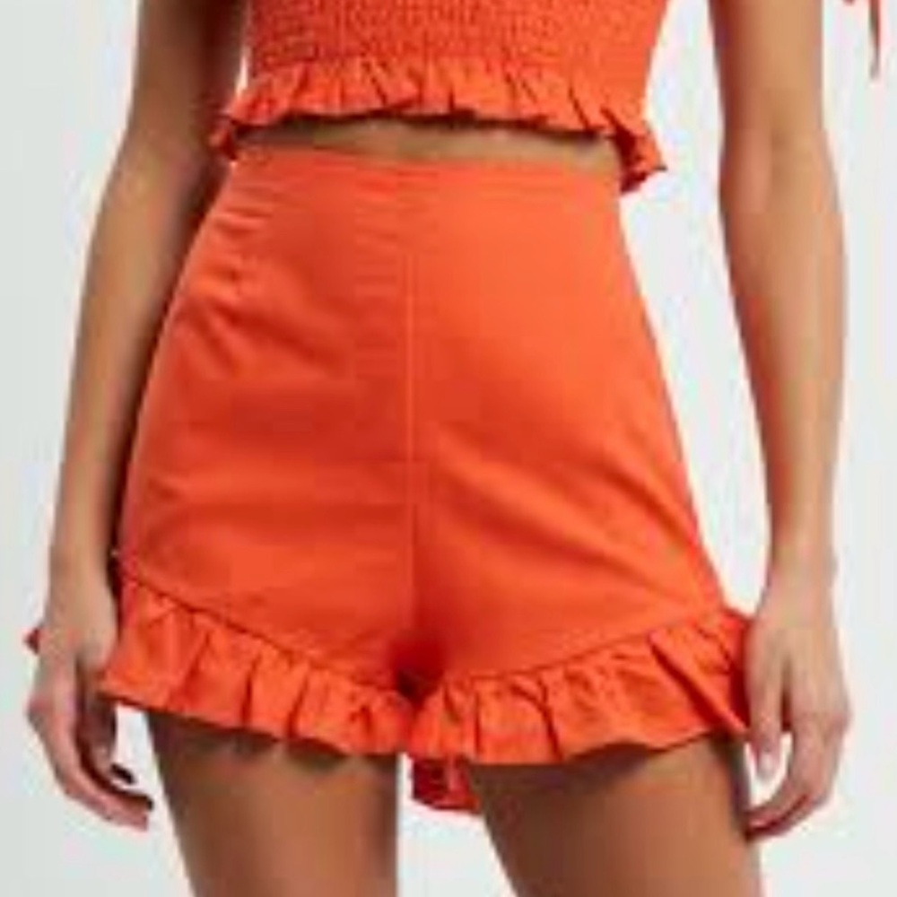 Lost + Wander papaya ruffle shorts - Picture 2 of 12